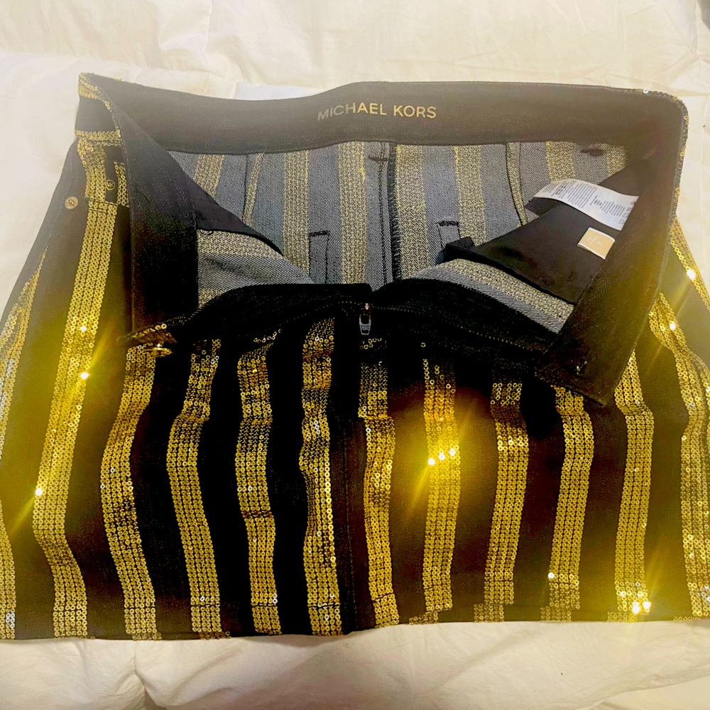 Michael Kors Be Seen Denim/ Sequins Mini skirt